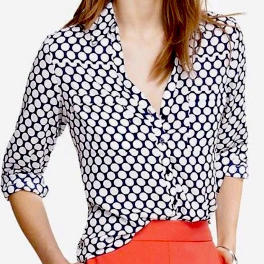 EXPRESS NAVY POLKA DOT PORTOFINO SHIRT
